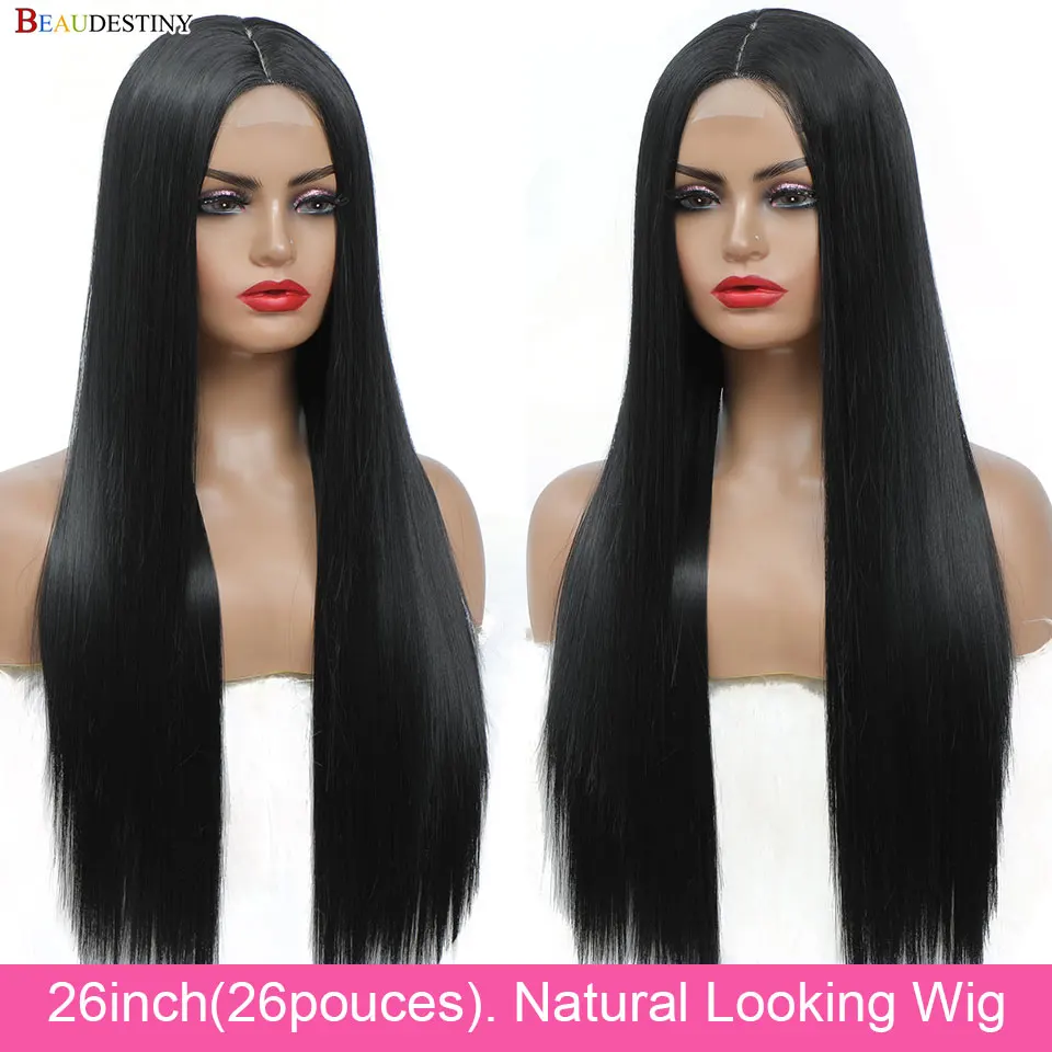 

26inch Long Black Wig Heat Resistant Synthetic Wig Female Straight Fake Hair Women's Wigs Pink Blue Purple Hightlight Blonde Wig