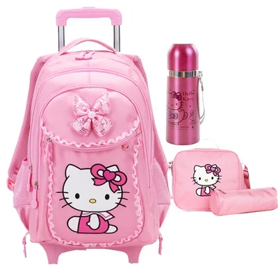 Детские школьные сумки hello kitty, Детские рюкзаки, чемодан на колесиках для девочек, рюкзак Mochila Infantil Bolsas Zaini Scuola