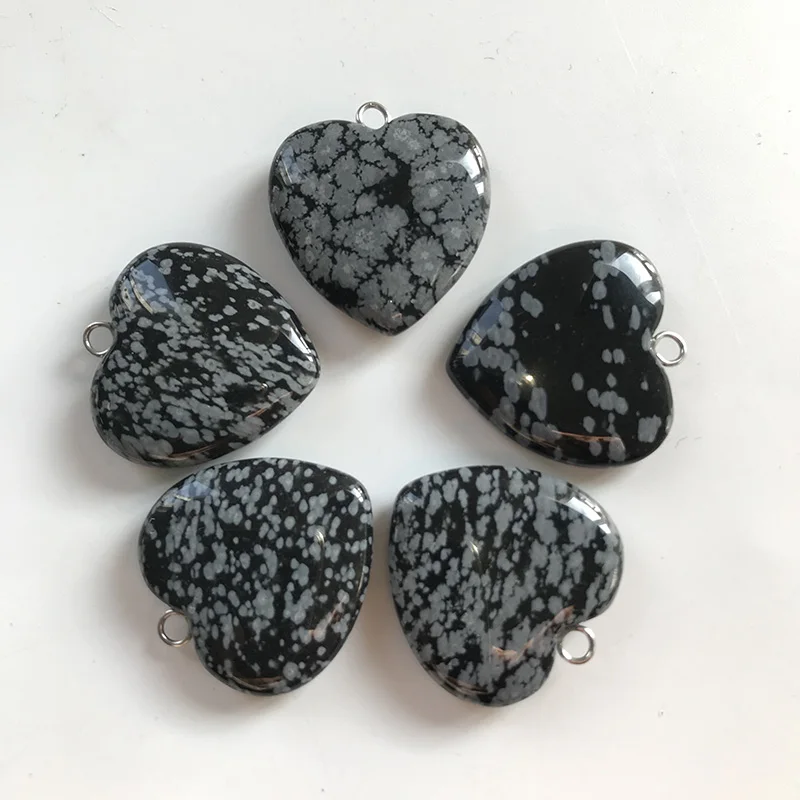 Ручной резной кулон в форме сердца Радуга Флюорит Снежинка обсидиан натуральный