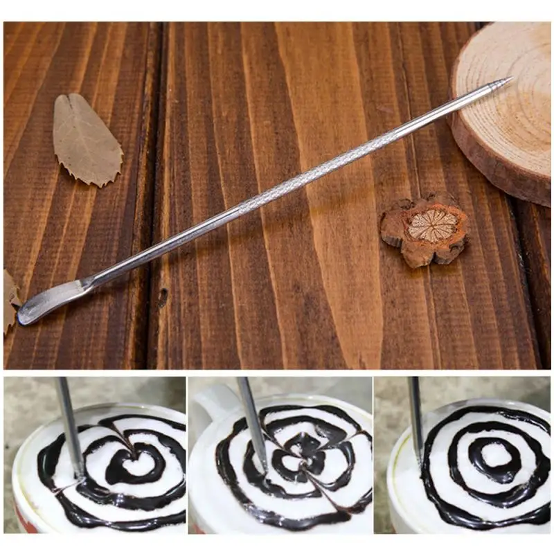 

Coffee Latte Foam Art Pen Needle Spatula Barista Decorating Tool Stainless Steel Art Pen Fancy Coffee stick coffee tools