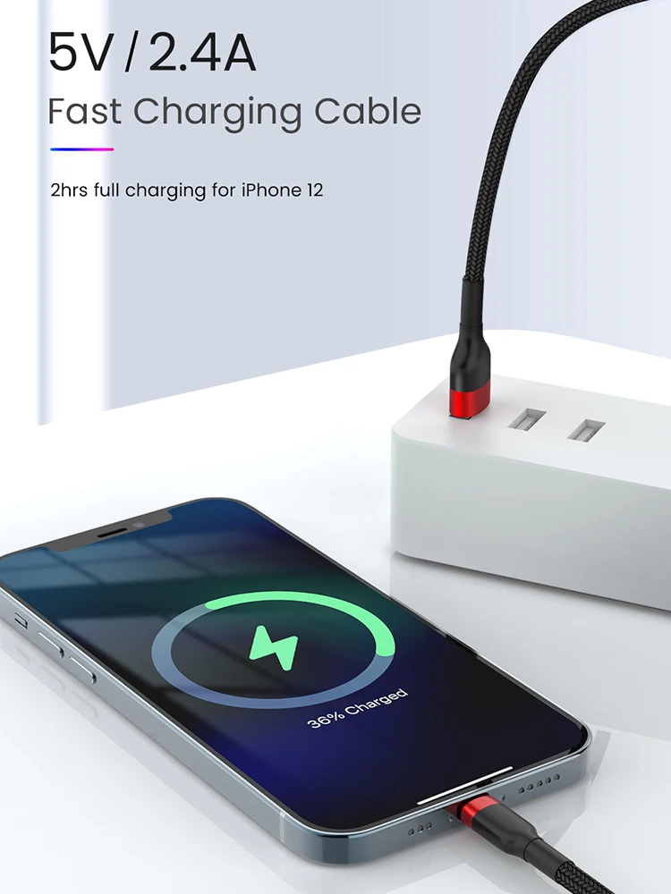 Двухцветный USB-кабель для iPhone 13 12 11 Pro Max XS X 6s 7 8 Plus оригинальный стандартный шнур