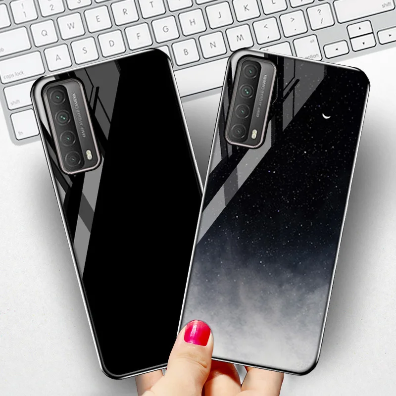 

Tempered Glass Case For Huawei P Smart 2021 Cases Luxury Fundas On P Smart 2019 2020 Cover Honor 50 Pro 10 Lite Phone Bumper Bag