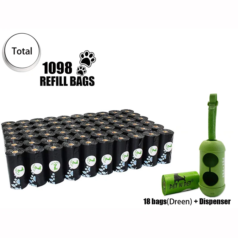Dog Poop Bags Earth-Friendly 1080 Counts 60 Rolls Unscented Poo Large Black Waste garbage bag | Дом и сад