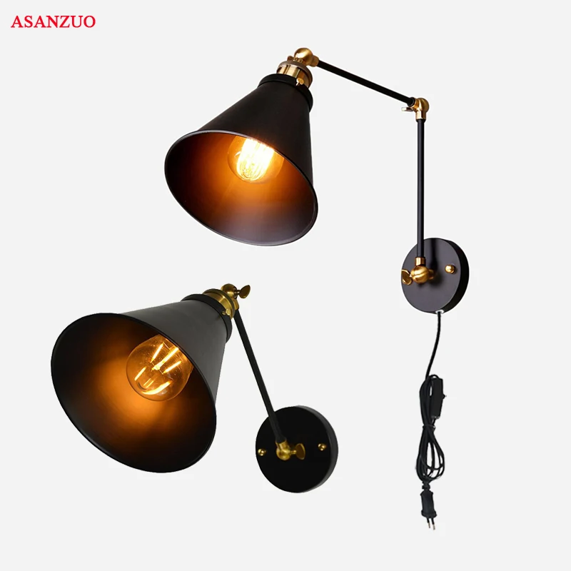 Регулируемая настенная лампа в стиле лофт винтажный светильник Эдисона с