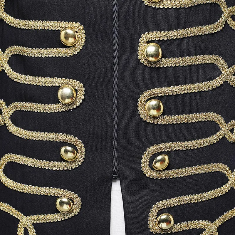 Victorian Palace Court Nobleman Jacket Tuxedo Military Hussar Footman Bandsman Formal Wear Dress Stand collar Punk Coat For Men |