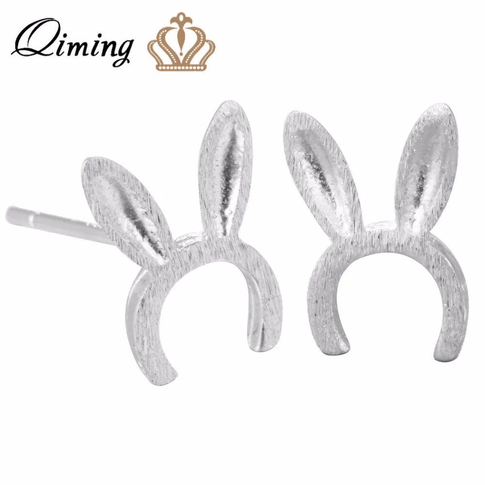 QIMING крошечные с заячьими ушками Детские Модные серьги для женщин и девочек