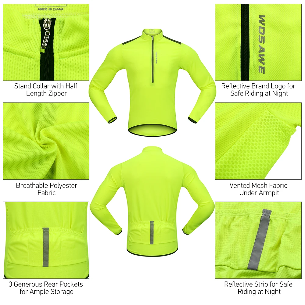 Wosawe Мужская велосипедная Джерси регулируемая кофта весна-осень половина молнии