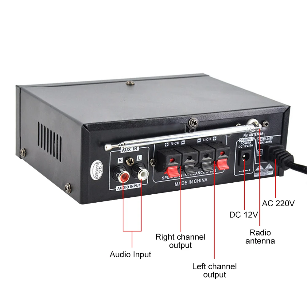 AIYIMA 12V Цифровой Мощность усилитель 2,0 канальный Авто усилители Bluetooth автомобильный усилитель Поддержка FM SD карта U диск Автомобиль дома