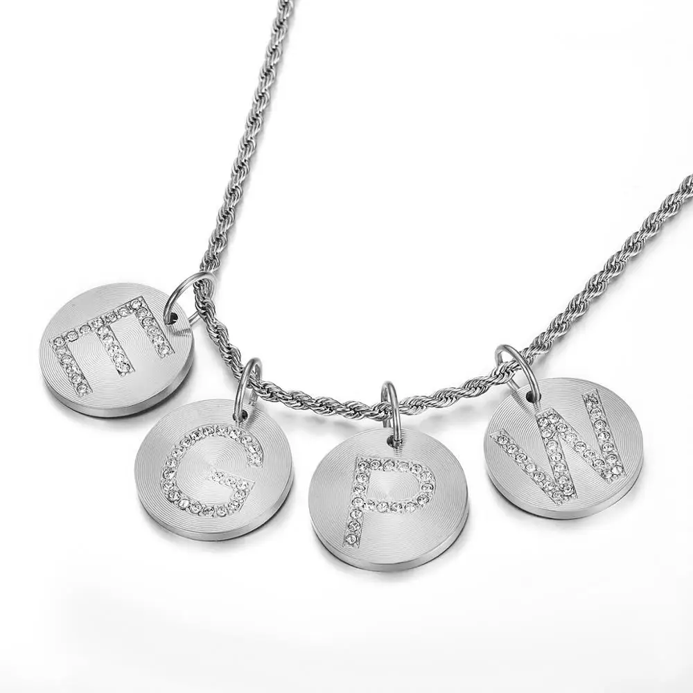 

Hip Hop Jewelry Iced Out Tennis Initial Letter Alphabet Necklace Pendant With Stainless Steel Chains For Women Dropshipping