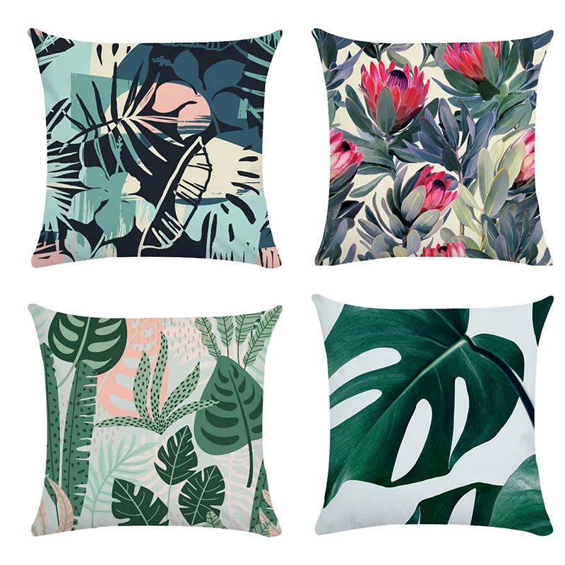 

45x45cm Abstract Tropical Plant Pattern Decorative Cushion Pillowcase Polyester Cushion Cover Throw Pillow Sofa Decoration Cover