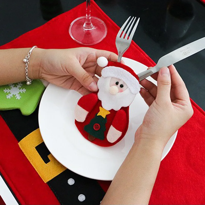 Счастливый Рождественский Декор для домашнего ужина кухонные приборы конверт