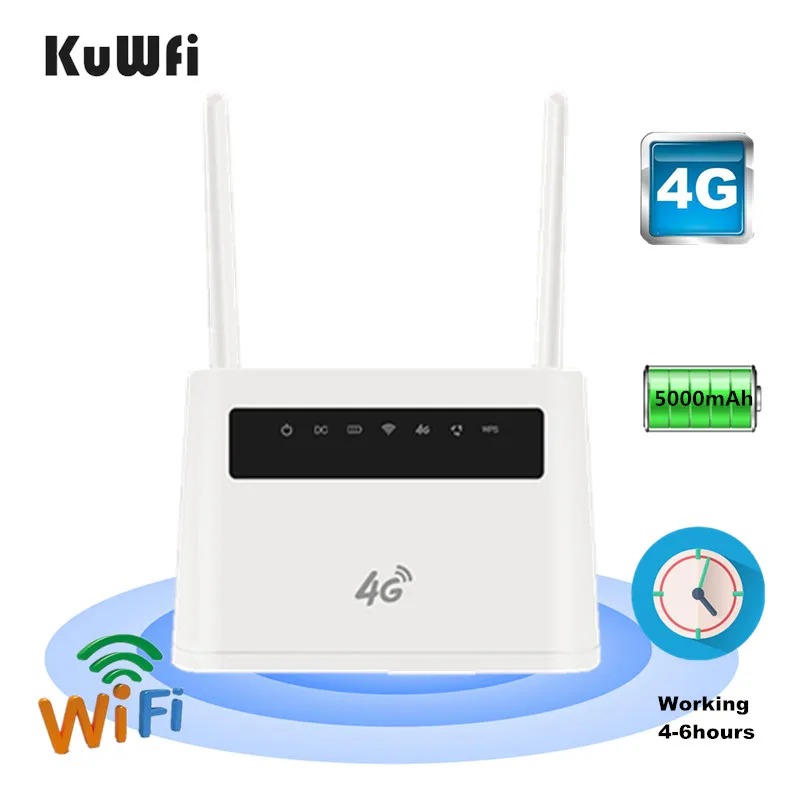 KuWFi 4G Wifi роутер 5000 мАч LTE Мобильный Wi Fi точка доступа разблокированный Глобальный