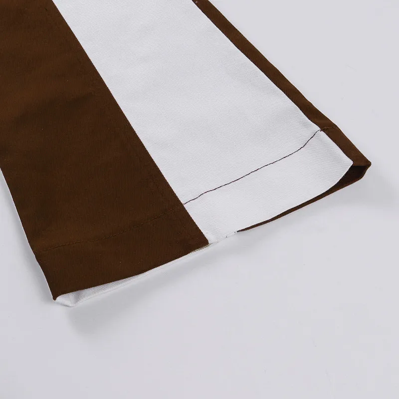 

Women's Korean Trumpet Jeans Fashion Contrast Color Stitching High-waist Long Pants with Pocket Vintage Wide Leg Flare Trousers