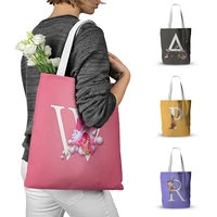 new style english alphabet canvas bag pink blue women handbag fun letter ulzzang korean daily shopping bag eco home grocery bag