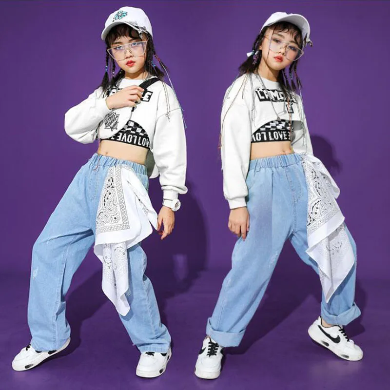 

Kids Carnival Fashion Cool Hip Hop Clothing Crop Tops Running Casual Pants for Girls Boys Performance Jazz Dance Costume Clothes