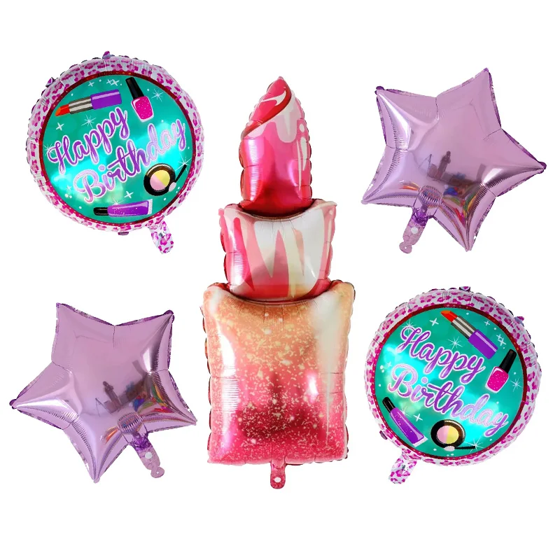 5 шт. 18 дюймов в форме сердца звезды большой губная помада Фольга шарики комплект