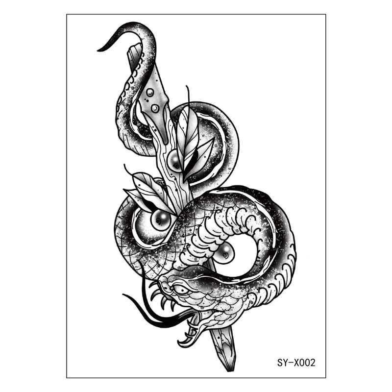 Тату-наклейка в виде змеи, Черная Мамба, цветок, отпечаток демона, голова  смерти, змеи, одноразовая Временная наклейка, татуировка на руку |  AliExpress