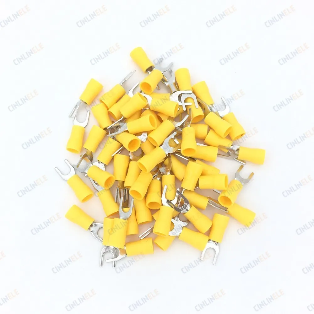 50 шт. Вилка обжимная Клемма для изоляции фотогалерея Фотогалерея|wire connector|fork