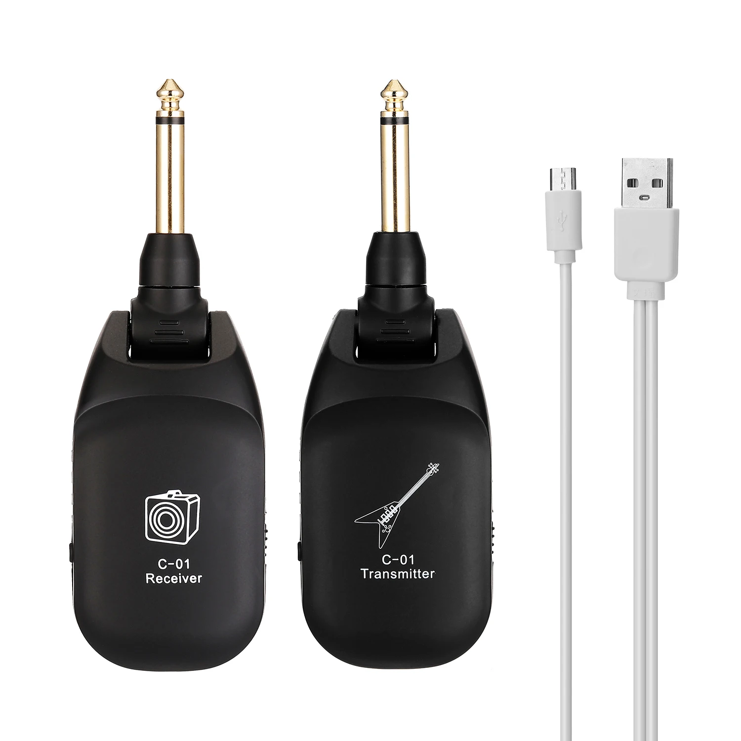 

Wireless Guitar System Electric Guitars Transmitter and Receiver Set Built-in Rechargeable Battery UHF Guitar Wireless System