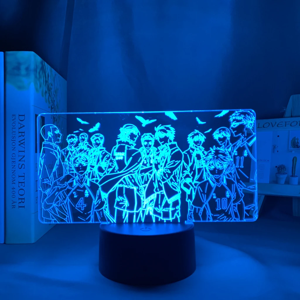 

Haikyuu Karasuno Team светодиодный ночсветильник, лампа для спальни, декор, светильник для детей, подарок на день рождения, Haikyu Karasuno Group, 3d лампа