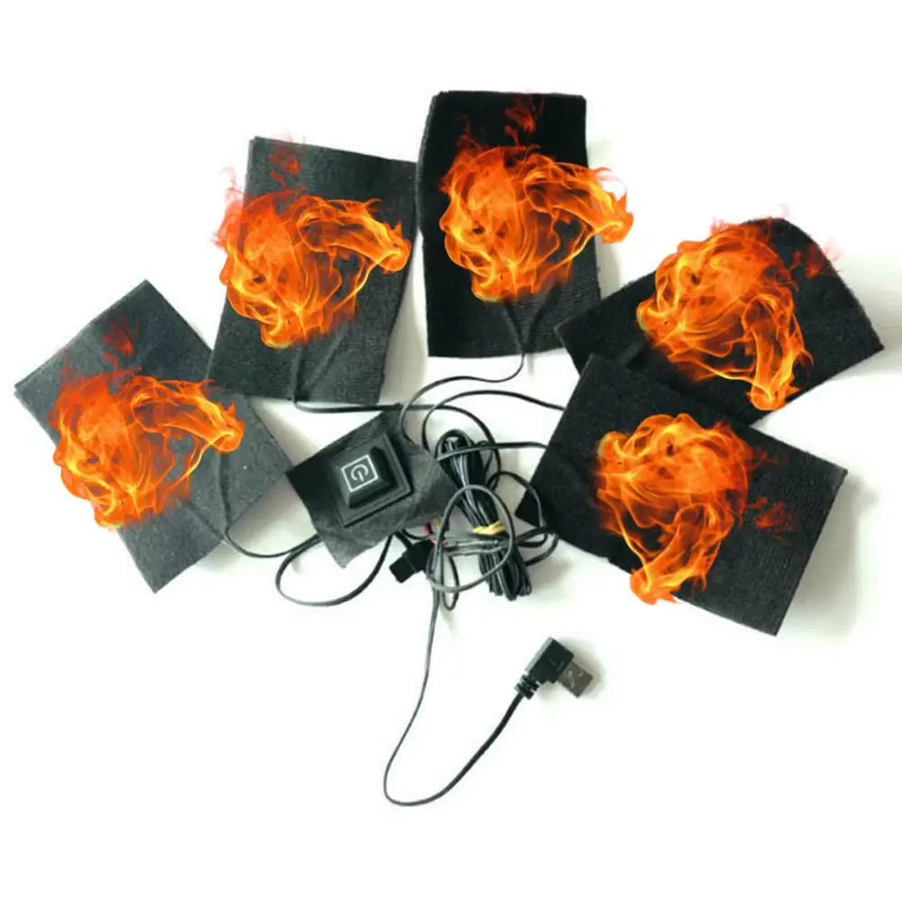 5 Pad USB Отопление тепловой жилет с подогревом куртка мотоцикл теплая зима 3