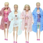 Модный наряд для куклы ручной работы, повседневная одежда для спальни, пальто + пижама + Милая плоская искусственная кожа, аксессуары для куклы Барби