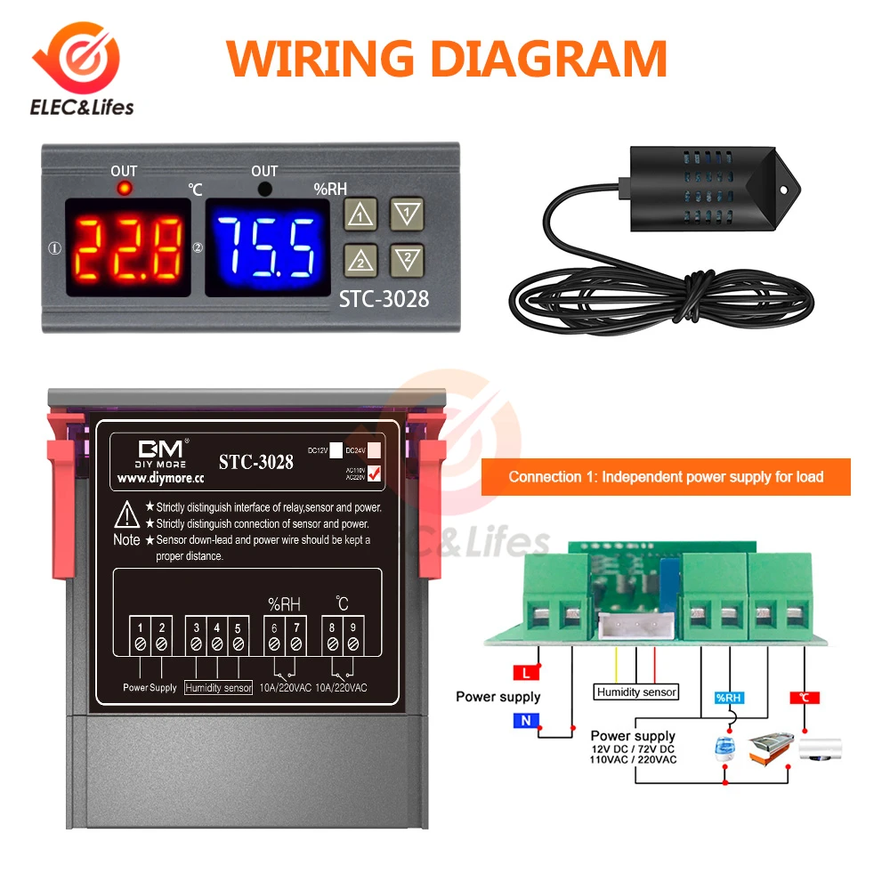 12V 24V 220V 10A STC-3028 ЖК-дисплей цифровой Температура Измеритель Влажности Термостат терморегулятор и гигрометром декоративные часы для Регулируемый Радиатор нагреватель
