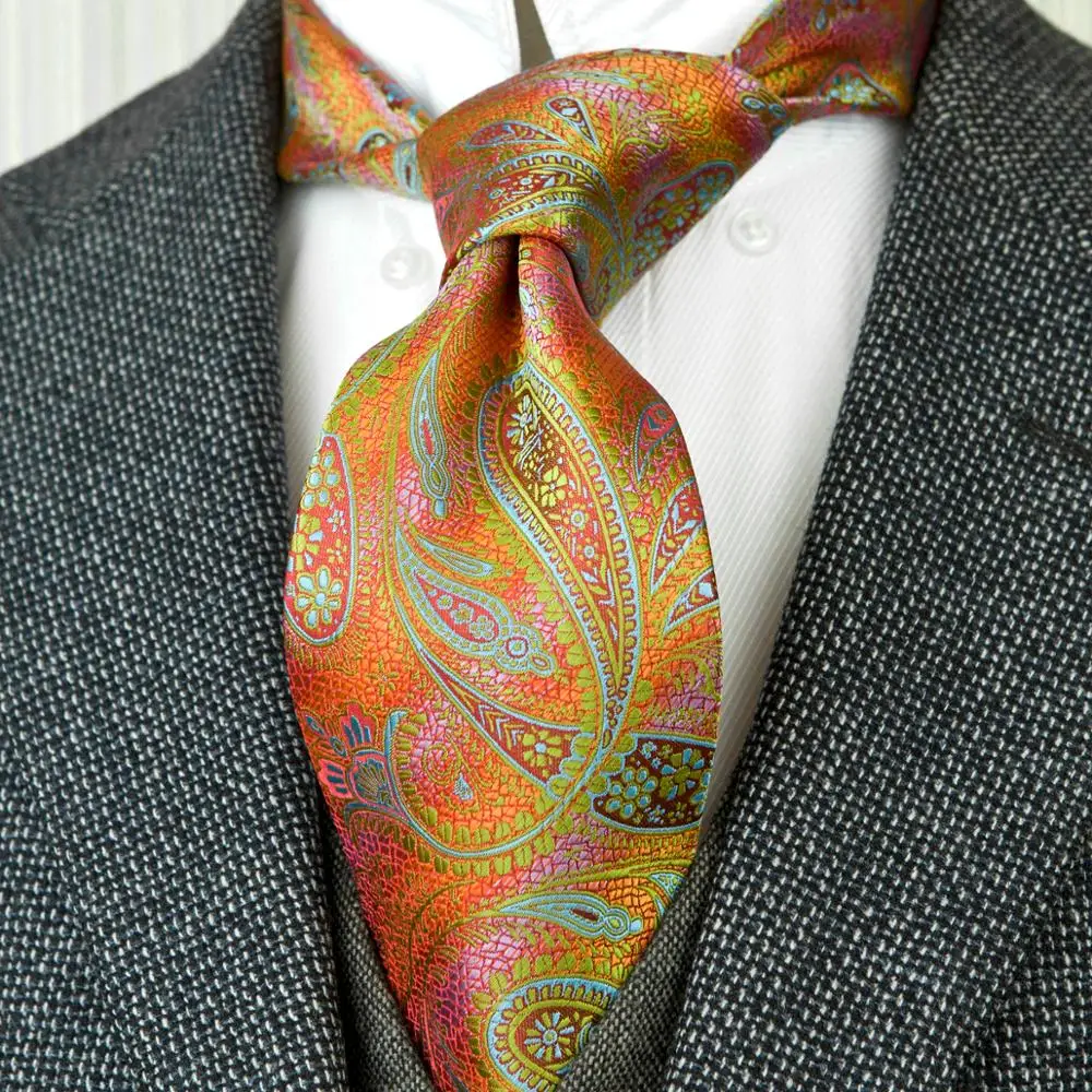 Фиолетовый Лавандовый Оранжевый Синий Красный Пейсли мужские галстуки Галстуки