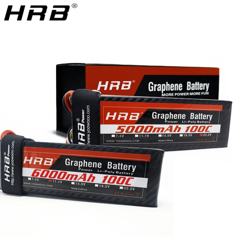 HRB Графен 3S Lipo батарея 11 1 V 5000mah 6000mah 4000mah 3800mah 3000mah 2S 7 4 4S 14 8 5S 6S 22 2 RC части для
