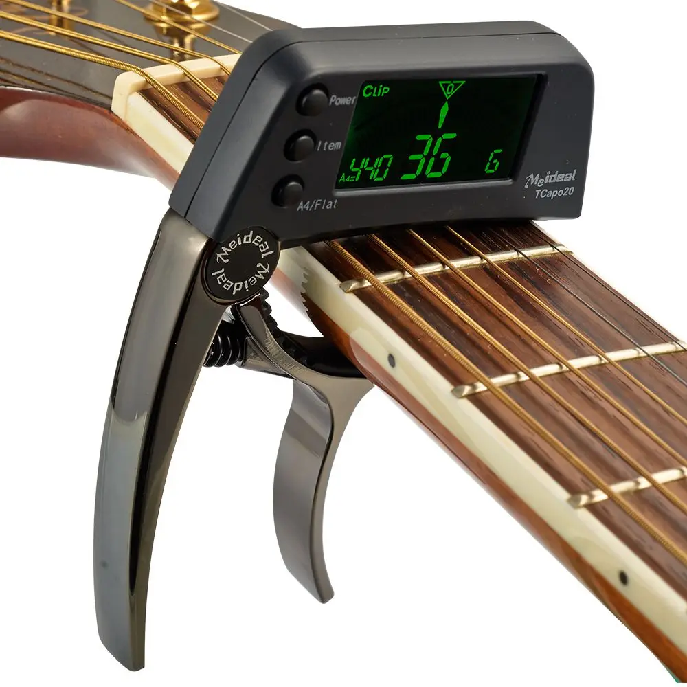 

TCapo20 Multifunctional Guitar Capo Tuner 2-in-1 Guitar Capo with LCD Screen for Acoustic Folk Electric Guitar Chromatic Bass