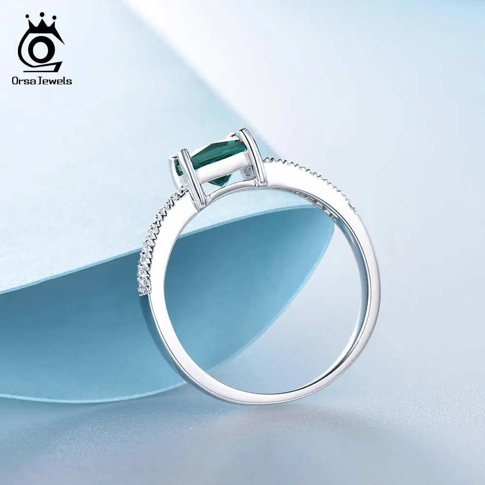 ORSA JEWELS новейшее чистое Стерлинговое Серебро 925 Стильное женское кольцо с квадратным вырезом юбилей Изумрудный камень кольцо ювелирные изделия VSR17