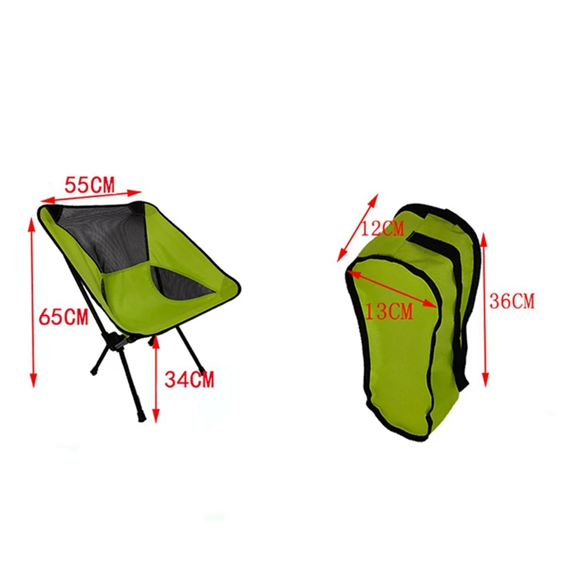 

2x Portable Folding Chair Beach Chair Fishing Chair Camping Hiking Chair Camping Leisure Moon Chair Green & Silver Grey CNIM Hot
