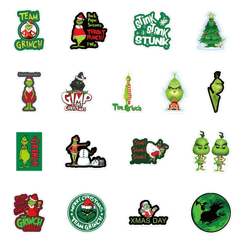 10/30/50 unids/bolsa &iquest;c&oacute;mo el Grinch Rob&oacute; la Navidad las pel&iacute;culas cl&aacute;sicas de pegatinas para dibujar-marco de la barra de los ni&ntilde;os juguetes de coches mochila cuaderno-2