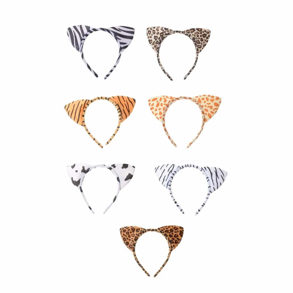 Повязка на голову с тигром и кошачьими ушками плюшевый аксессуар для волос
