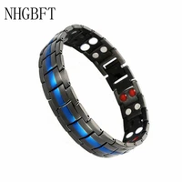 nhgbft black blue color healthy care bracelets bangles for women mens energy magnetic bracelet hand chain dropshipping