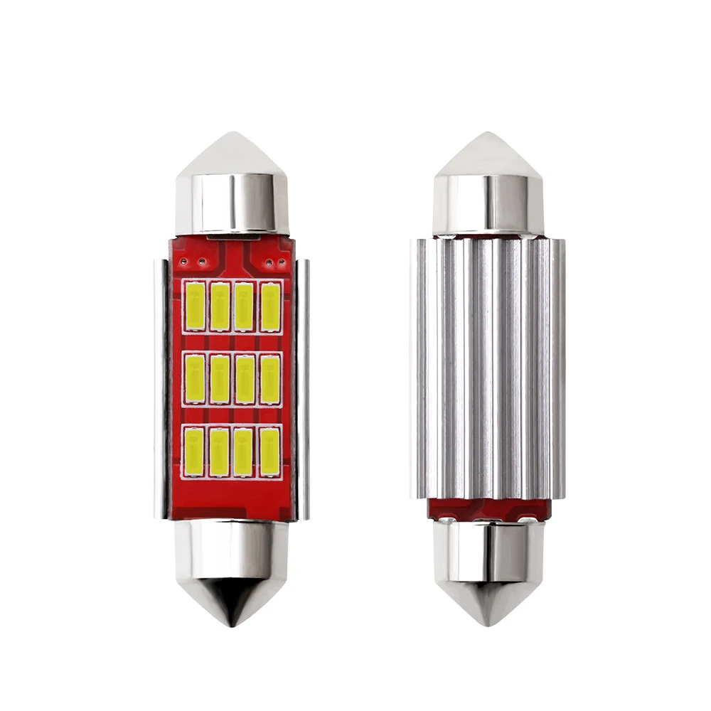

10PCS Plicense plate light Car led double tip lamp decoding car roof light license plate light canbus 36MM 4014 12SMD