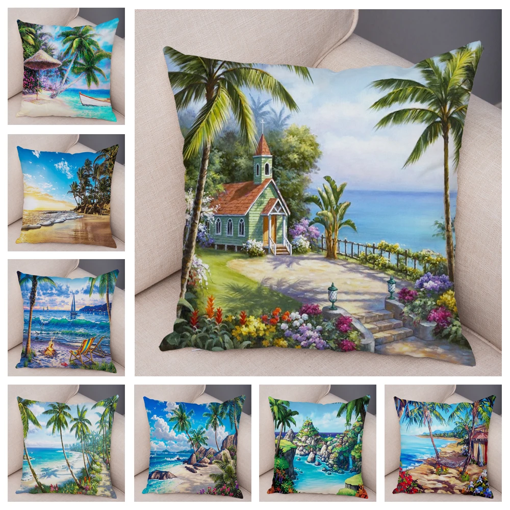 

Чехол для подушки с кокосовым деревом, 45 х45 см