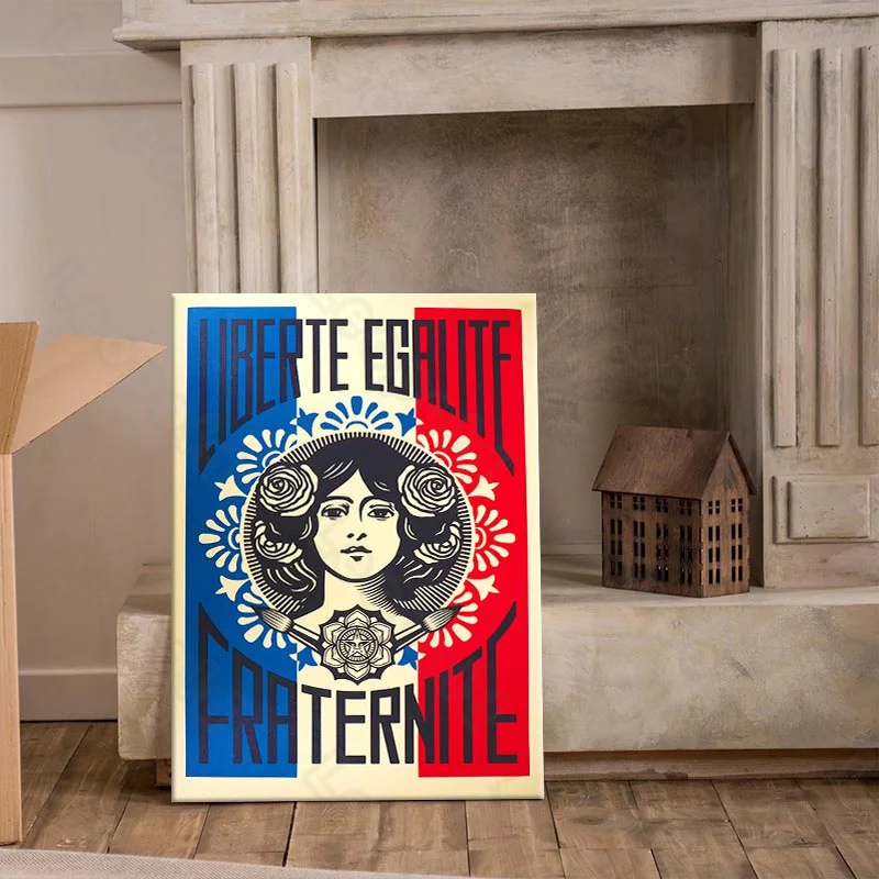 

Cartoon Style Murals Red and Blue Girl Flower Frameles Poster Home Residential Bedroom Decoration Living Room Canvas Painting