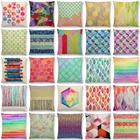 Абстрактные радужные полосы пузырьки пастельная Радуга искусственная акварель диванная Подушка Чехол Автомобильная льняная наволочка