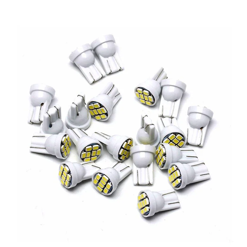 

10 Pcs Super Brihgt White LED Bulb T10 W5W Car Interior Dome Light 12V Auto Clearance License Plate Instrunment Reading Lamps
