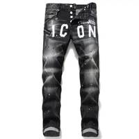 new dsquared2 brand jeans men slim jeans pants denim trousers black hole pencil pants jeans for men 1058