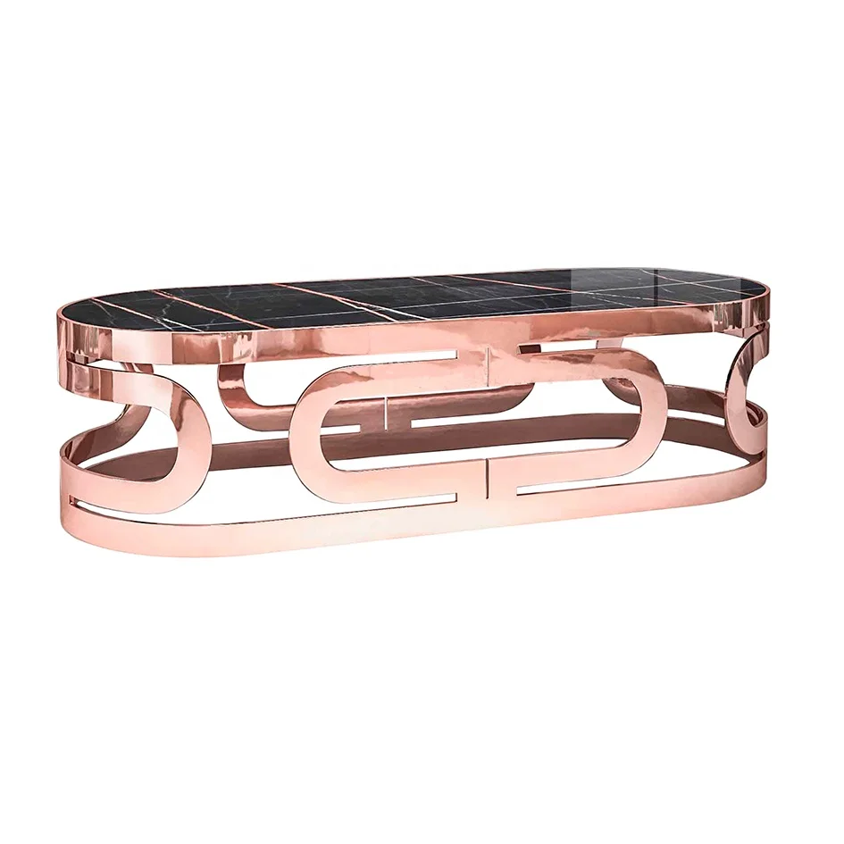 

New Customized European Style luxury hotel stainless steel marble or glass top sofa coffee table for Living room furniture