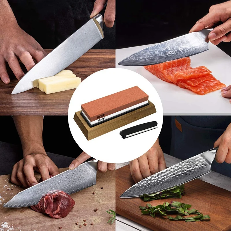 

Whetstone 1000/8000 Abrasive Block Double Sided Sharpener, 2 in 1 with Non-Slip Pad, Used in the Kitchen