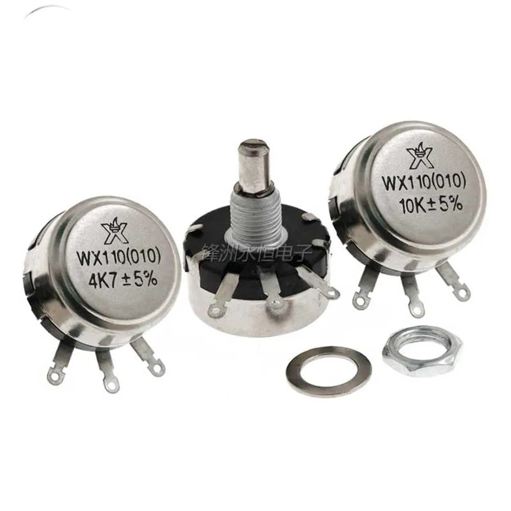 2 шт. WX110 010 однооборотный проволочный потенциометр 1 Вт 470R 1K 2K2 5K6 10K 4 7 K 22K 3K3 |