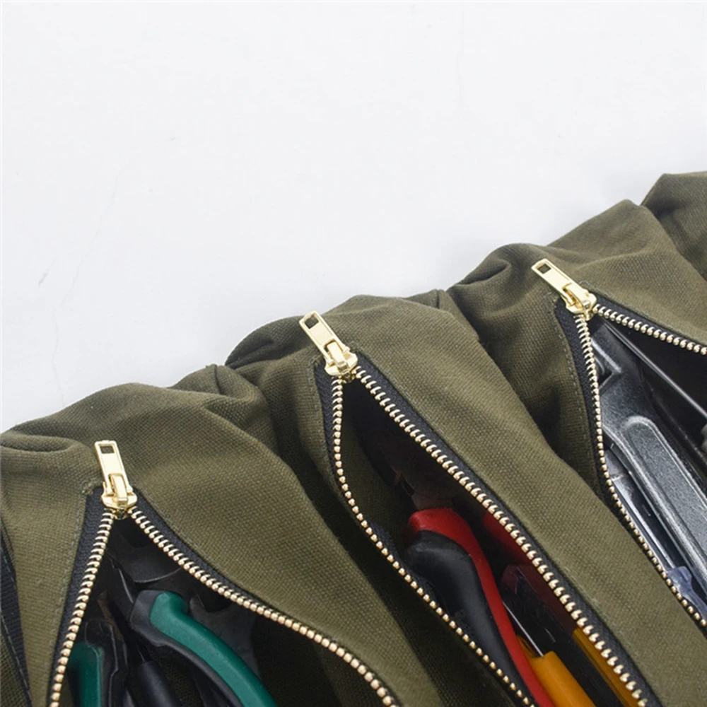 

Car Tool Roll Up Bags Waxed Canvas Storage Carrier Pouch Tools Tote Sling Holder Back Seat Organizer