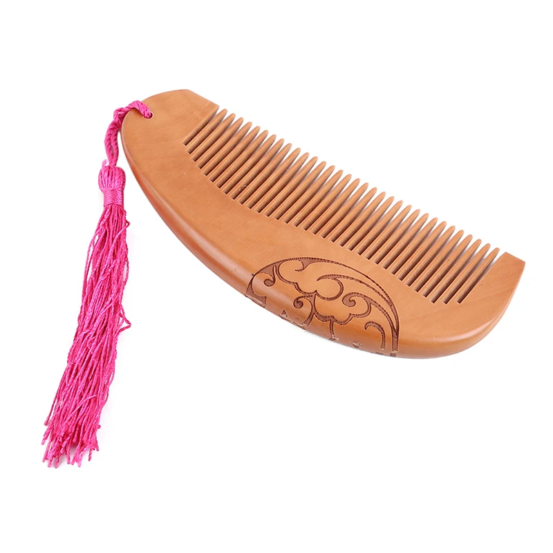 

1Pc Anti-Static Pocket Wooden Comb Peach Wood Hair Comb Heigh Quality Hair Salon Styling Tools Tassel Hairdressing Hair Care