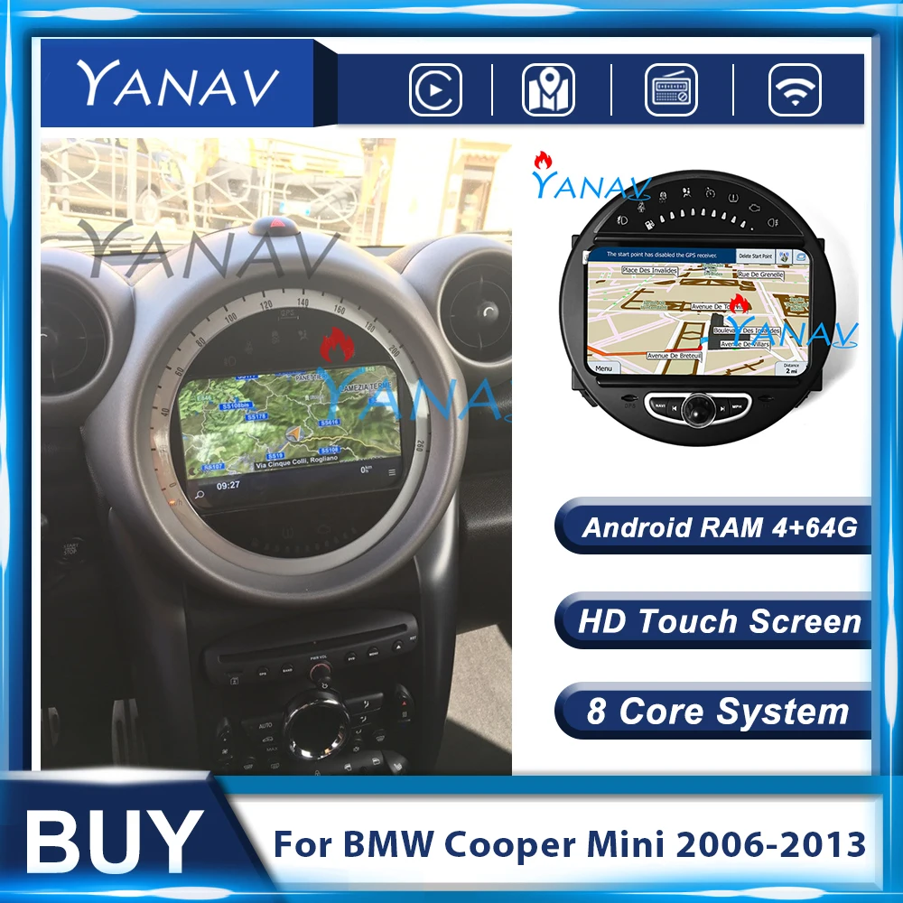 

Android 10.0 GPS Car Radio For BMW Mini Cooper R56 R60 R51 2006 2007 2008-2014 Car Audio Multimedia Player Wireless Carplay