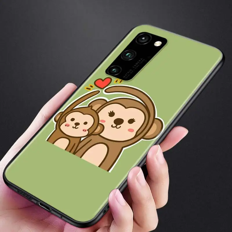 

cute Cartoo Monkey for Huawei Honor 9A 9C 9S 9X 10 9 Lite 30 20 Pro 10i 8X 8 8A 7A 7C Pro Lite Black Phone Case