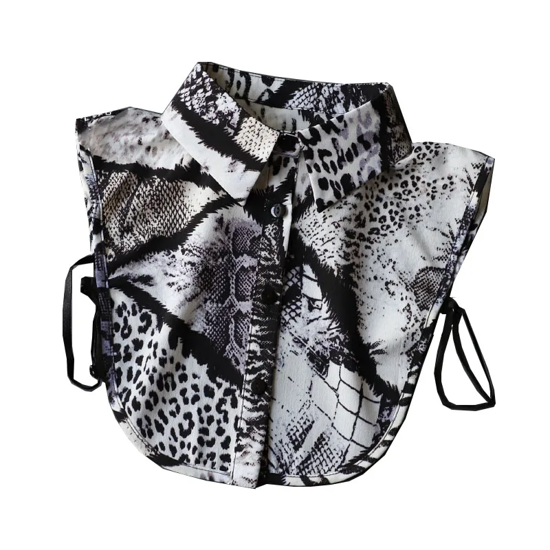 Леопардовый съемный воротник рубашки для женщин клетчатый ложный женская блузка