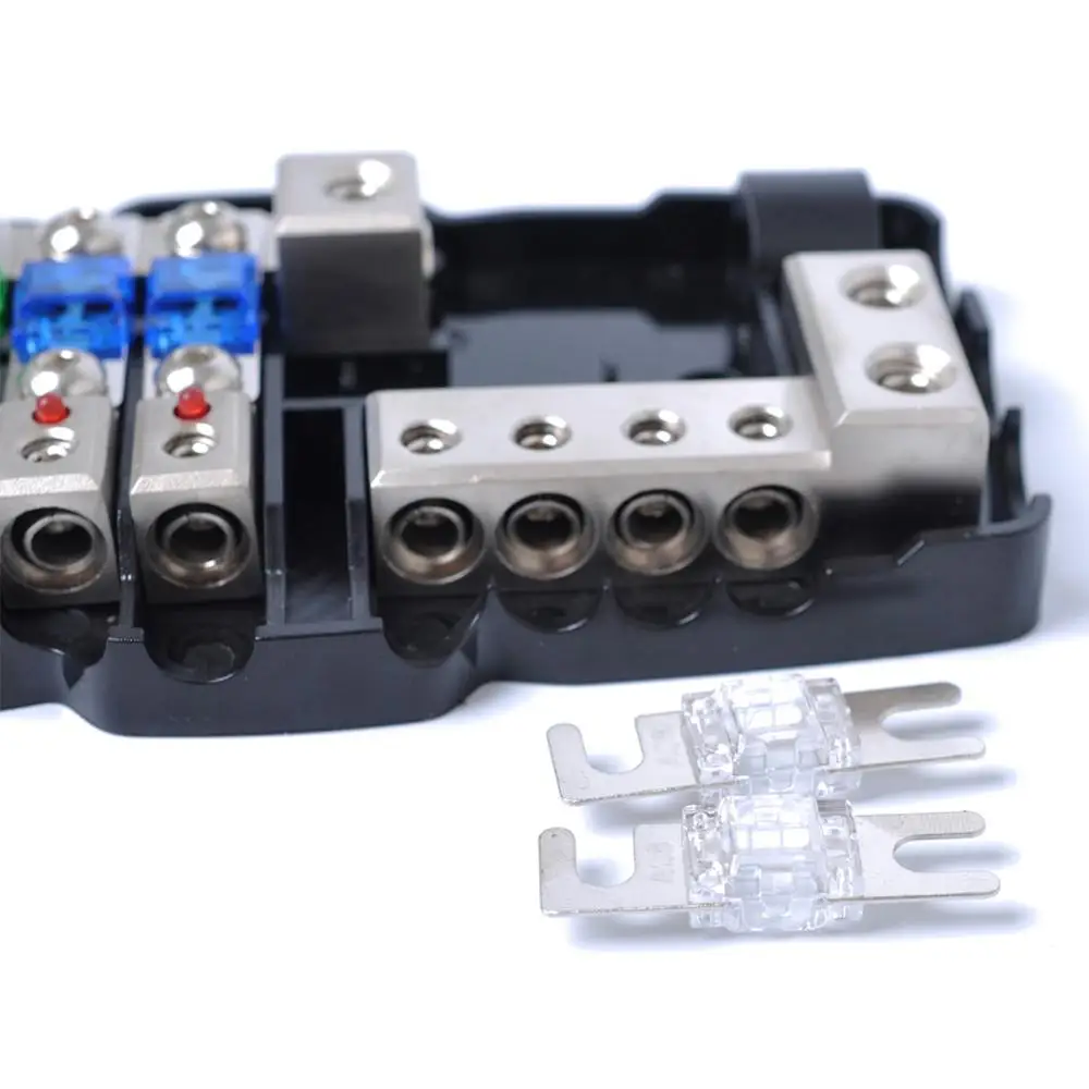 

Multi-functional LED Indicator Car Audio Stereo ANL Fuse Holder Distribution Block 0/4GA 4 Way Fuses Box Block 30A 60A 80A